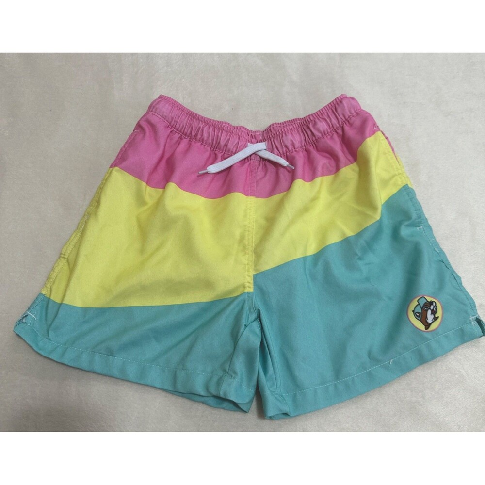 Buc-ees Men’s Swim Trunk Shorts Pastel Colorblock Lined Surf Swim Beach Size S